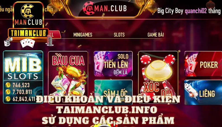 Điều khoản và điều kiện Taimanclub.info - Sử dụng các sản phẩm