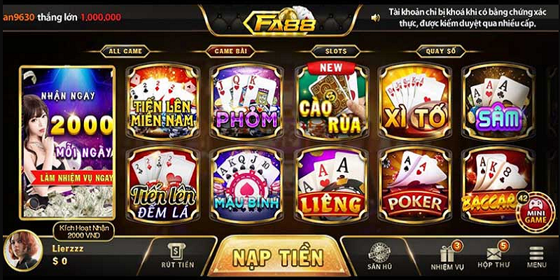 Kho game FA88 có đủ loại hình người chơi yêu thích