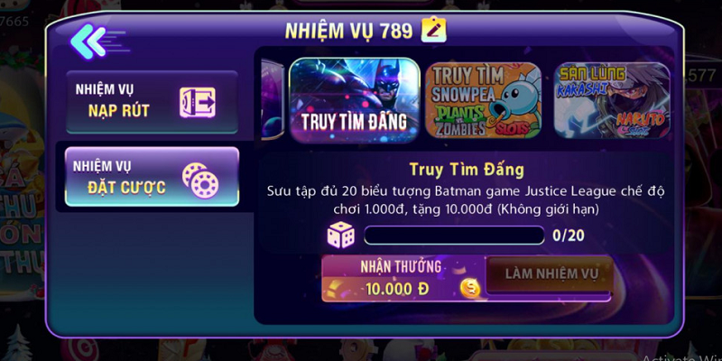 Nhiều khuyến mãi được áp dụng tại chuyên mục game bài 789Club